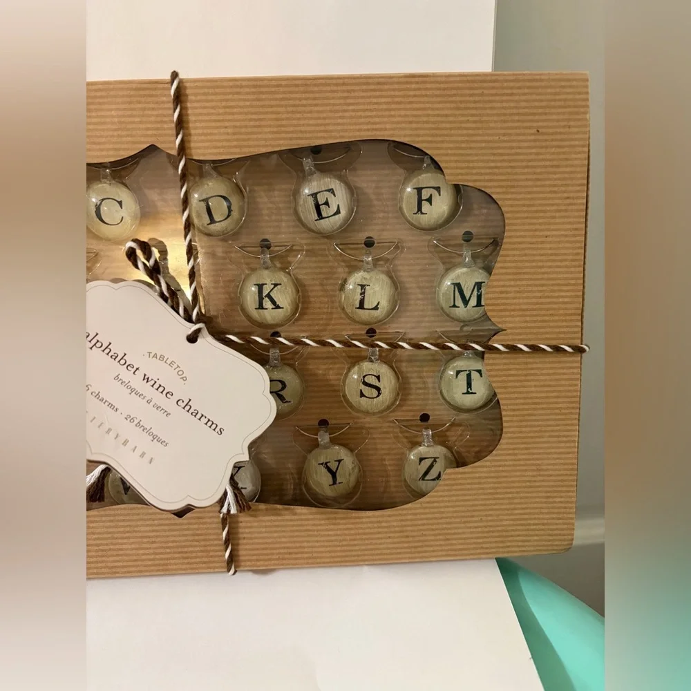 NIB Pottery Barn 26 Alphabet Wine Charms